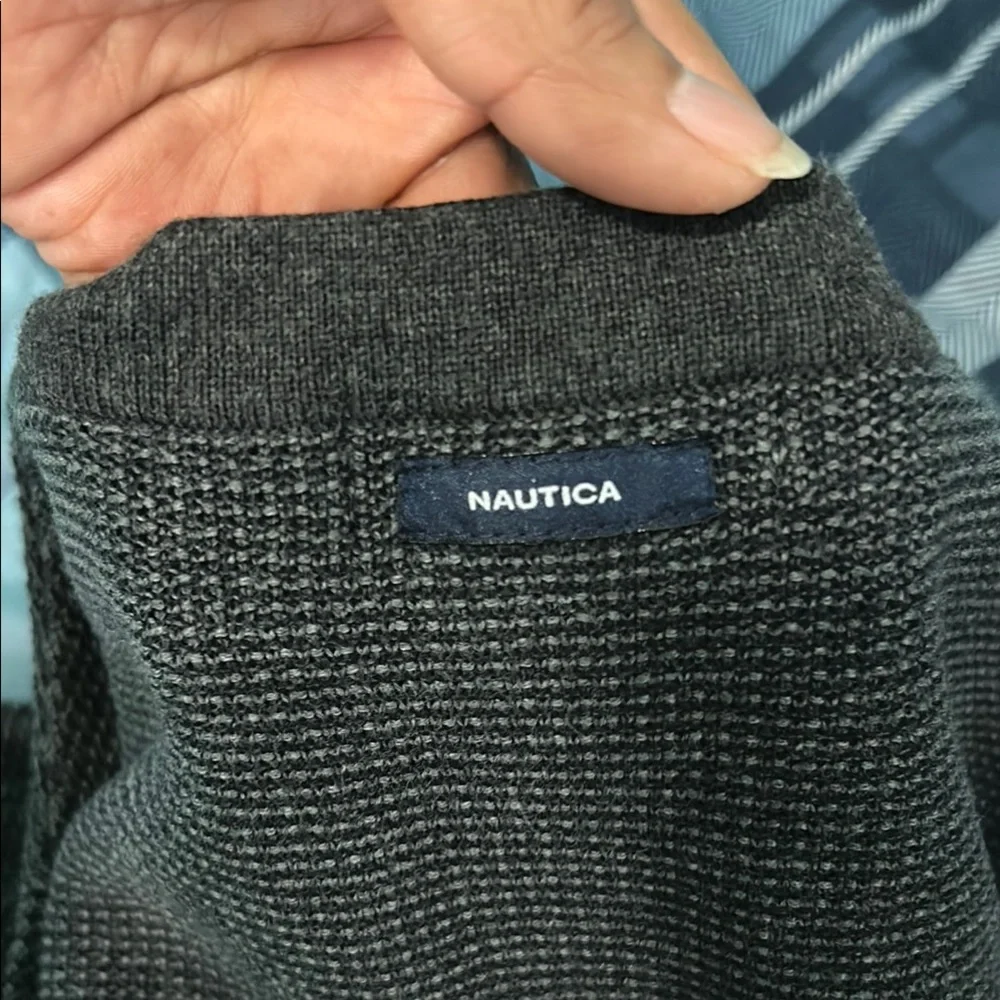 Nautica Black V-Neck Sweater Classic Style